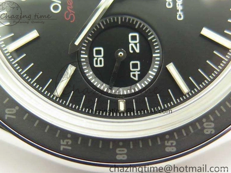 0306 TechFriendly SpeedMaster MoonWatch SS OMF 1:1 Best Edition Black Red Dial On SS Bracelet A9300 V 8092